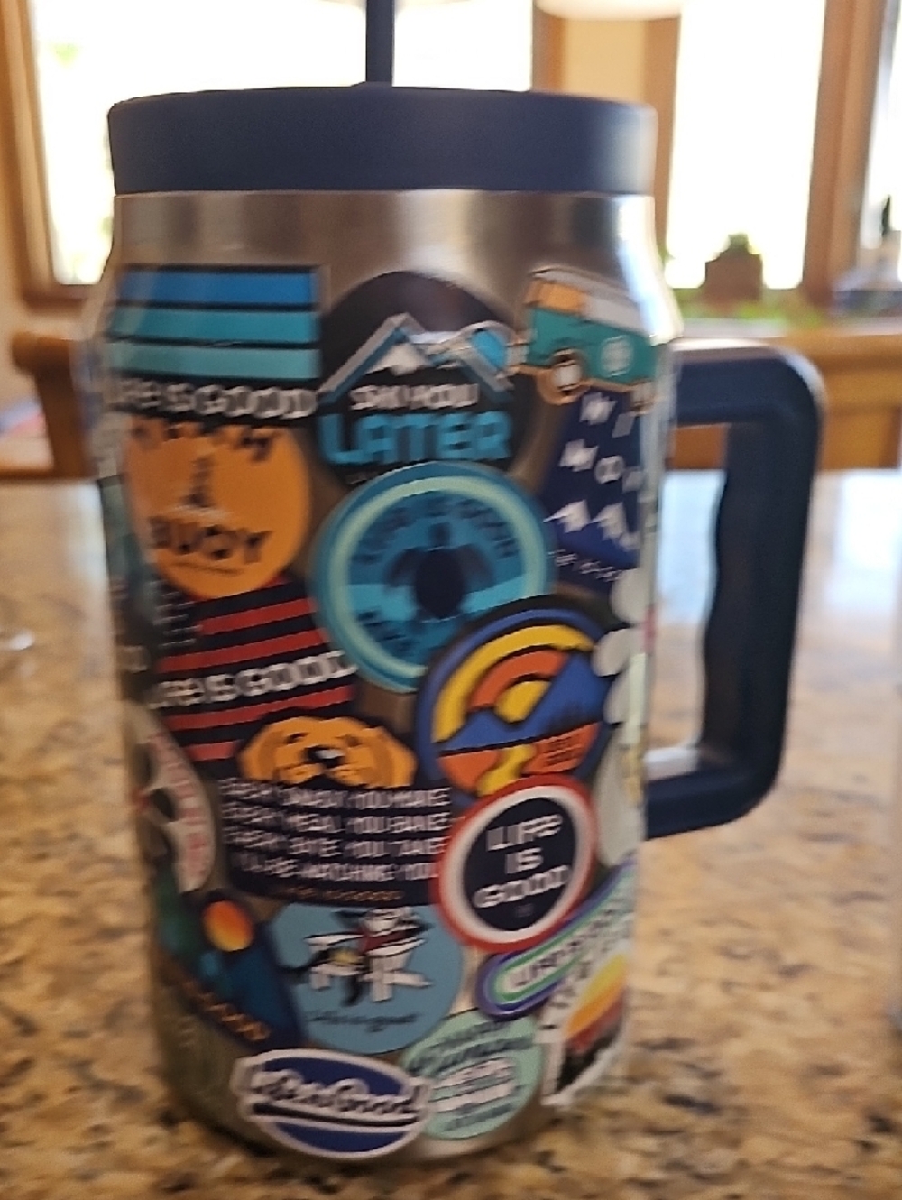 Life Is Good Sticker-Pattern Stainless Travel Mug & Jake Adirondack Tumbler Set - Picture 5 of 13